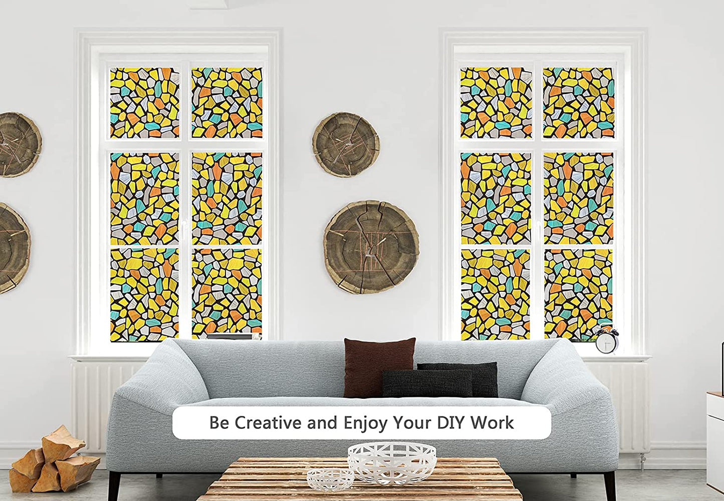 Multicolor Stone Window Film – Textured Glass Design