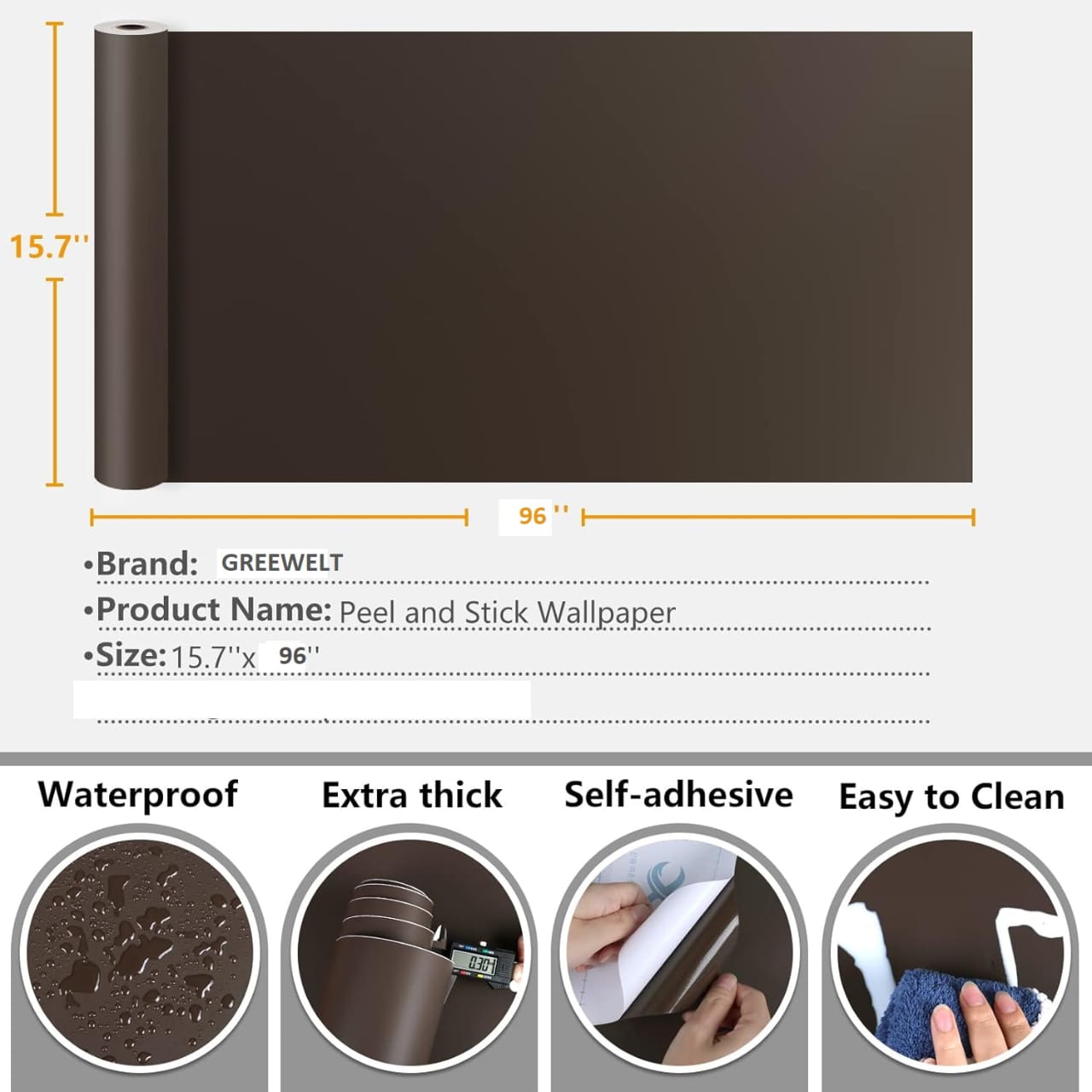 Dark Brown Vinyl Wallpaper – Durable Wall Covering