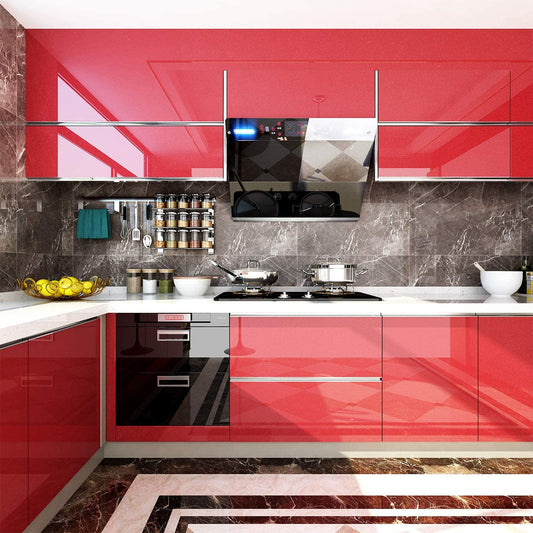Self Adhesive Peel & Stick Solid Red Glossy Wallpaper
