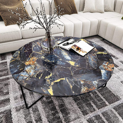 Glossy Blue Stone Marble Self-Adhesive Removable Wallpaper