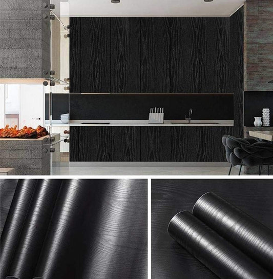Black Wood Texture Wallpaper – Modern Wall Décor