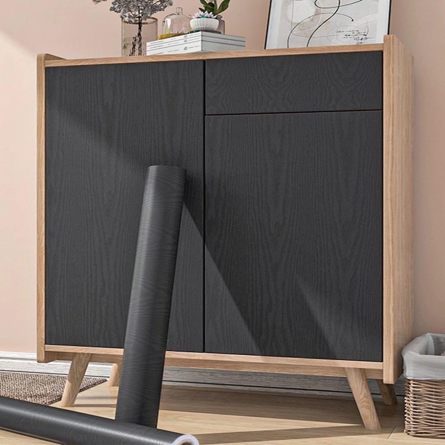 Black Wood Texture Wallpaper – Modern Wall Décor