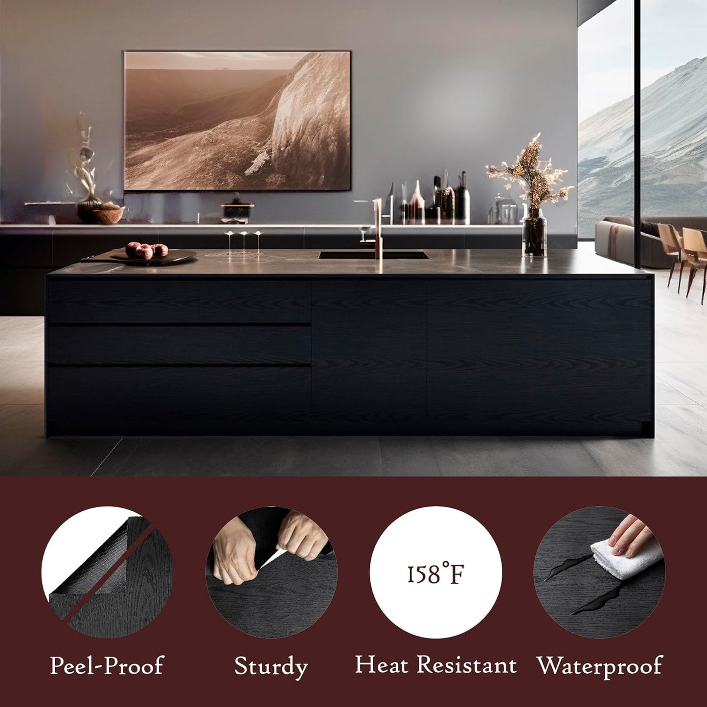 Black Wood Texture Wallpaper – Modern Wall Décor