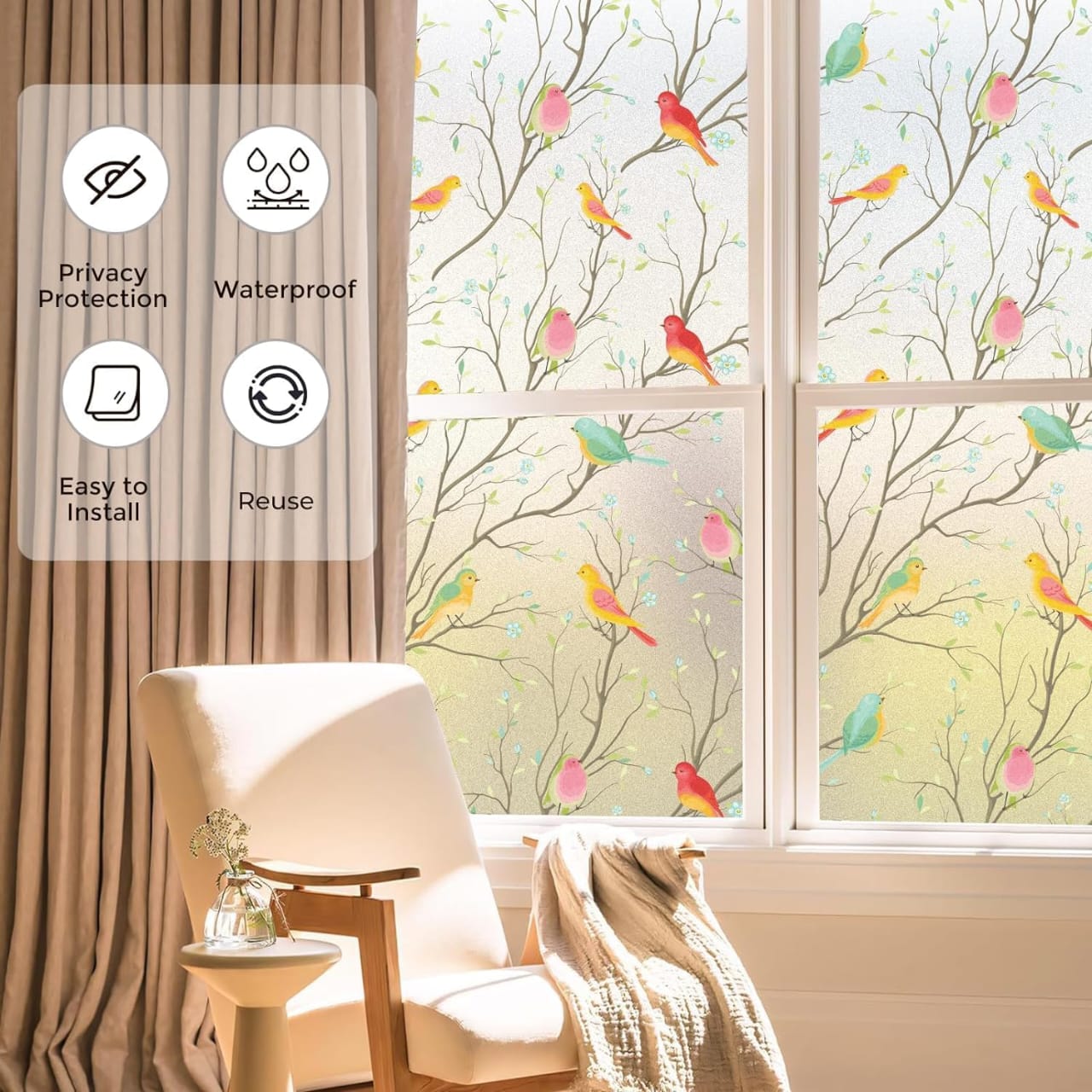 Bird Pattern Window Film – Privacy Glass Décor