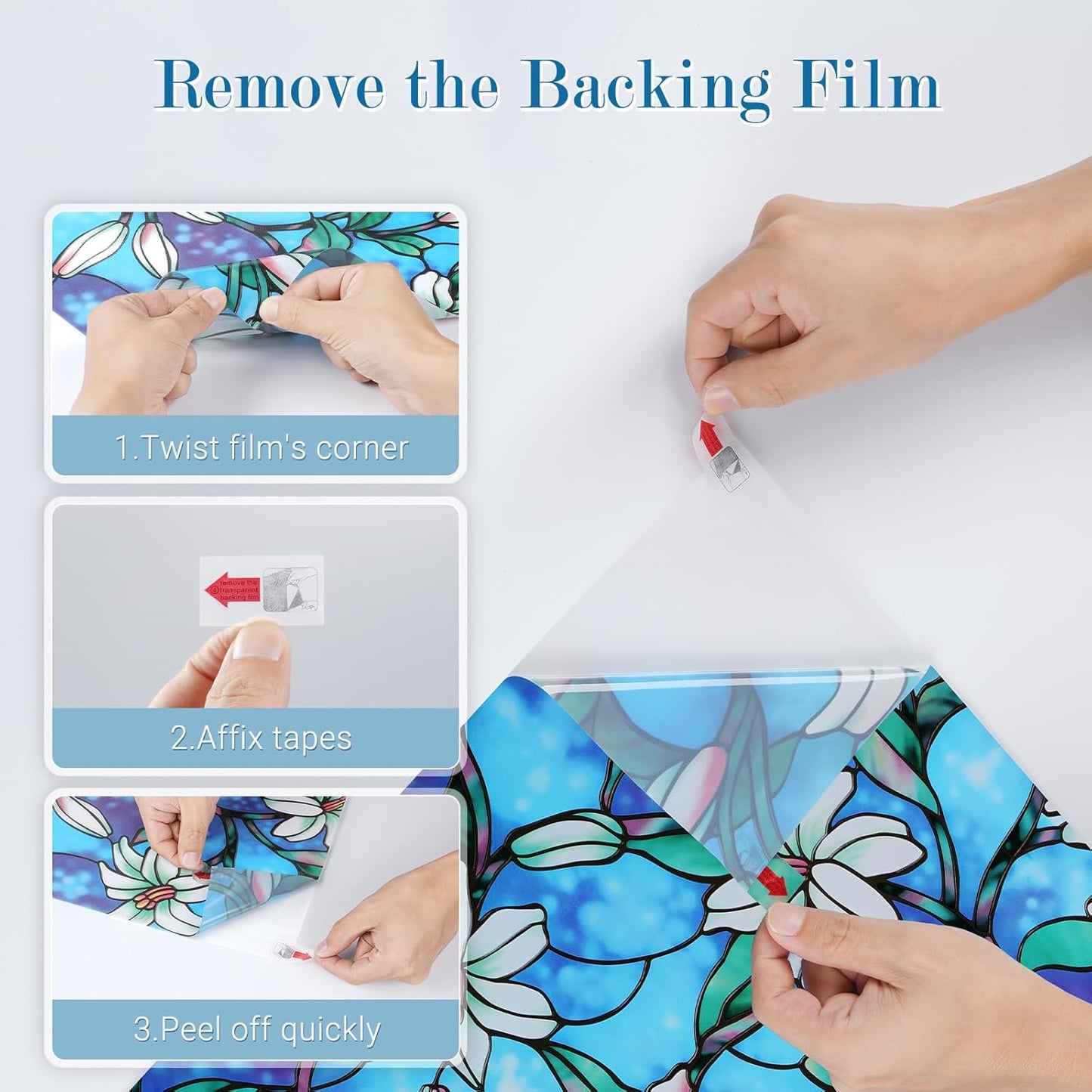 3D Blue Flower Window Film – Decorative Glass Covering