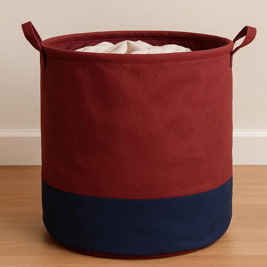 Maroon Blue Foldable Laundry Basket – 45L Large Capacity