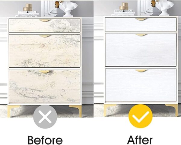 GREEWELT Glossy Wallpaper Peel & Stick Contact Paper Decorative Self Adhesive Vinyl Wallpaper for Kitchen Cabinet Furniture Countertop Waterproof (16 X 72 Incg, White Wooden Wallpaper) - Image 5